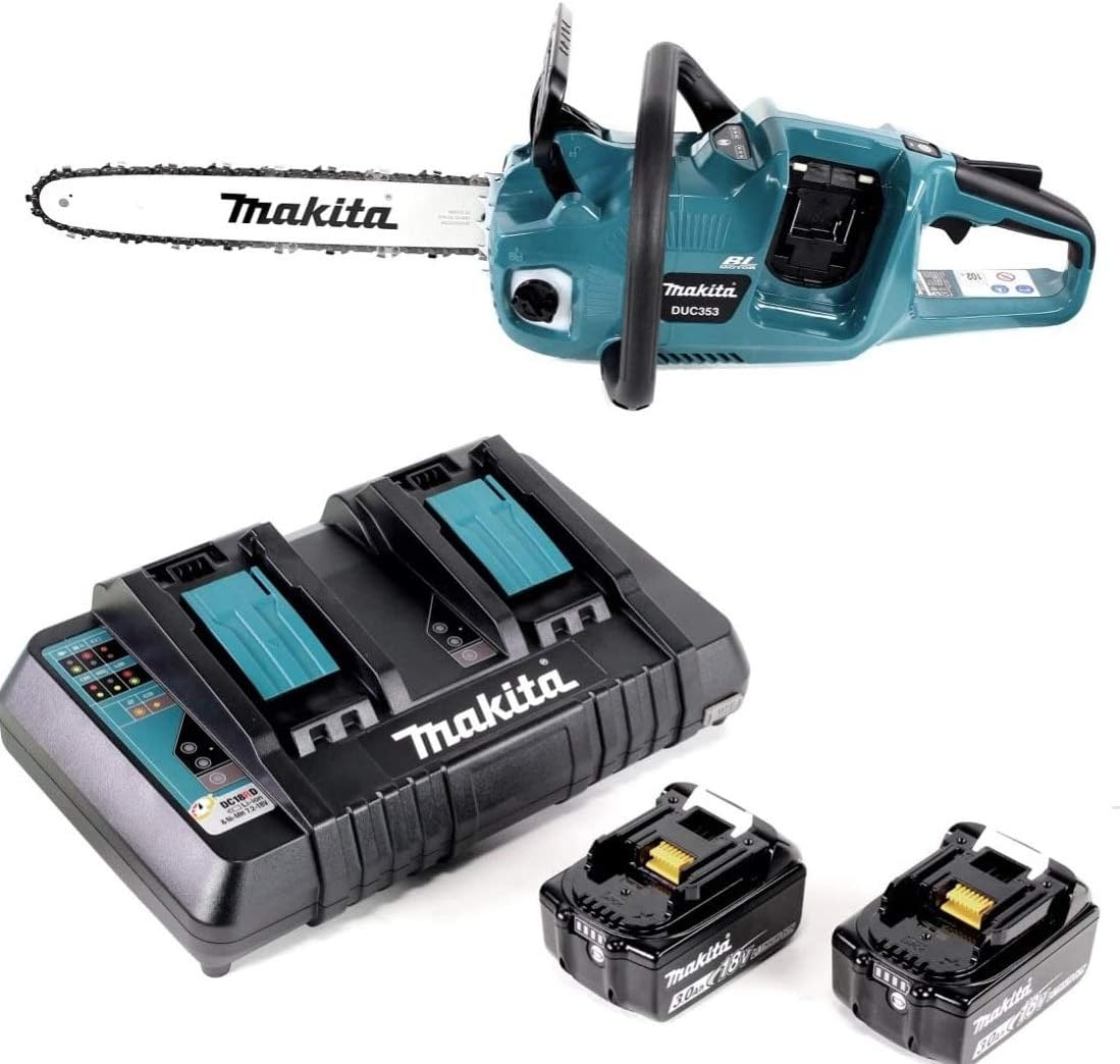 2026 Makita DUC 353 PF2 Akku Kettensäge 36V (2x18V) Brushless 35 cm + 2x 3,0 Ah Akku + Doppelladegerät