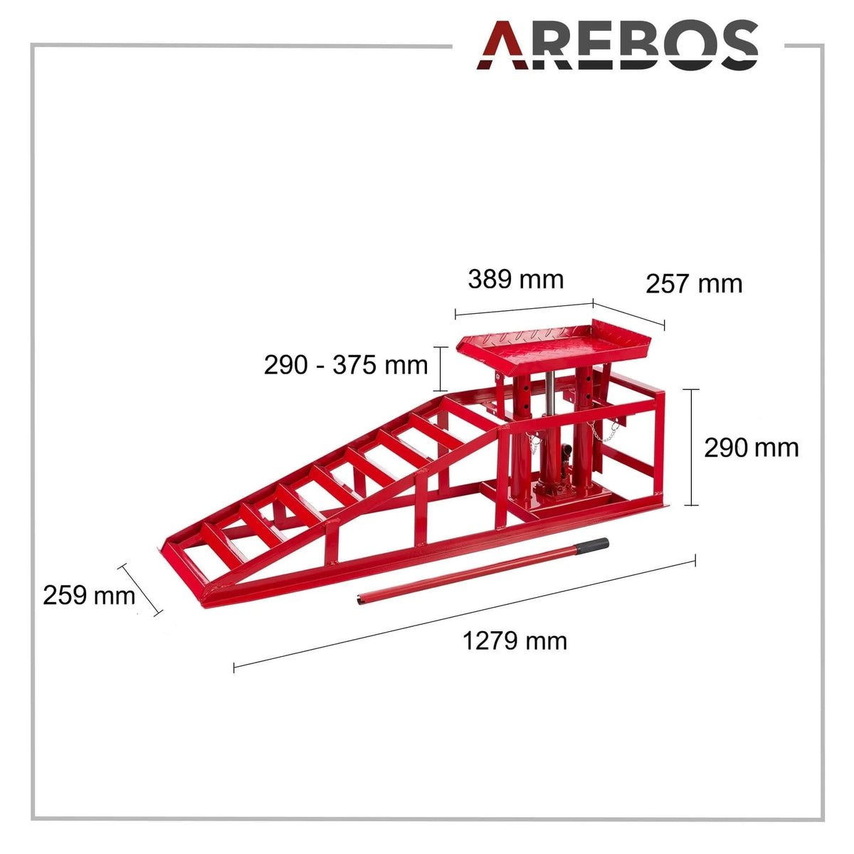 2026 2X Auffahrrampe mit hydraulischem Wagenheber höhenverstellbar 2 Tonnen für Auto und Werkstatt