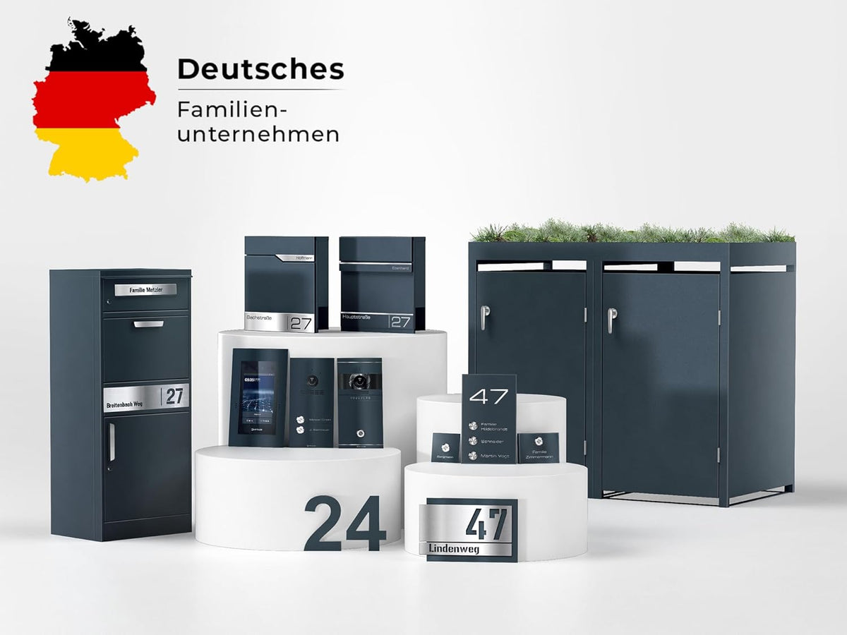 2026 Metzler Mülltonnenbox in Anthrazit & Holzoptik 2er 240L, Mülltonnenverkleidung 2 Tonnen, witterungsbeständiger und pulverbeschichteter Stahl mit Automatikdeckel, abschließbar, Garten- und Müllbox