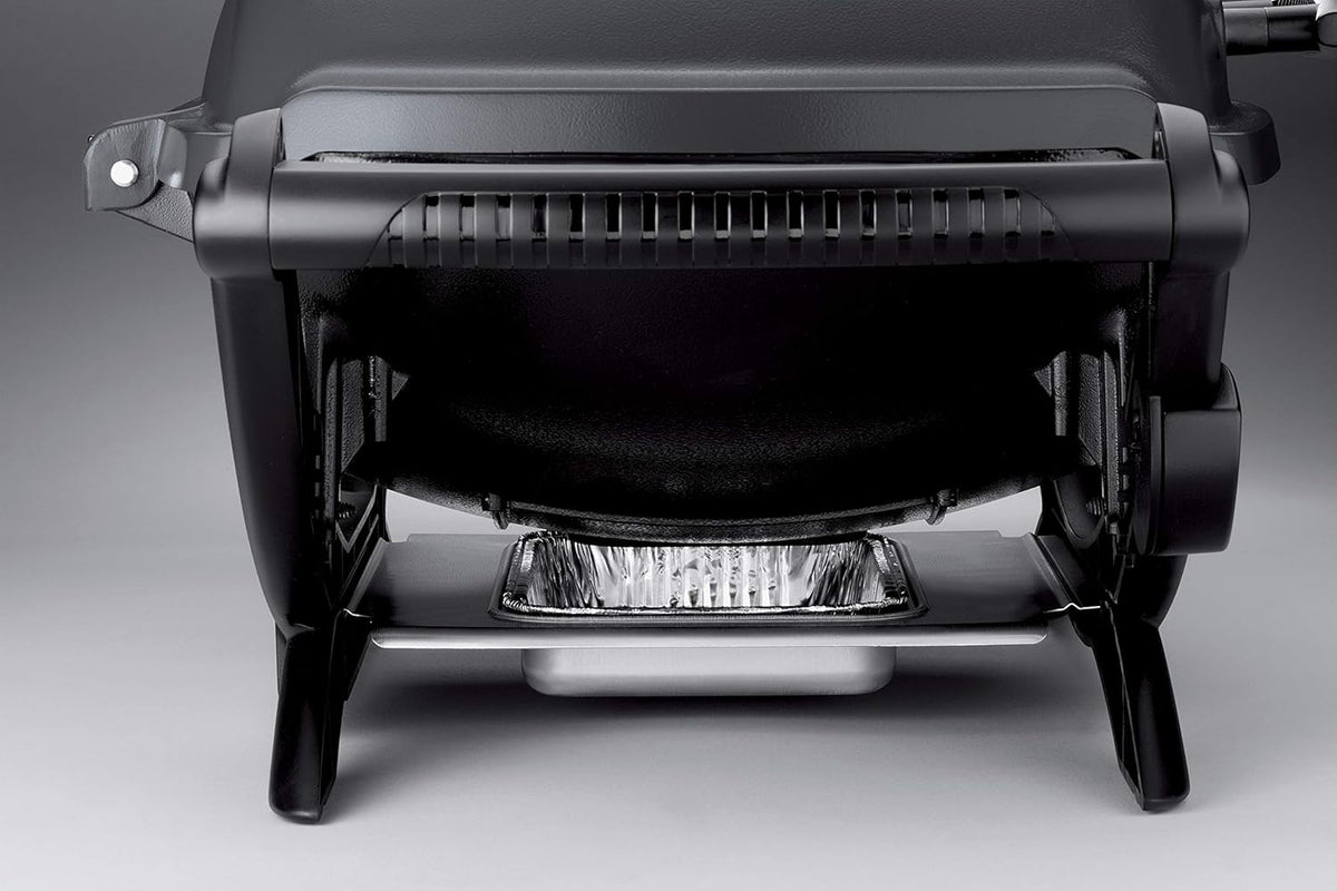 2026 Weber Q2400 Elekrogrill mit Seitentischen, 54 x 39cm Grillfäche, portable, 2-geteilter porzellanemaillierter Guss-Grillrost, Aluminiumguss Deckel & Gehäuse - Dark Grey (55020079)