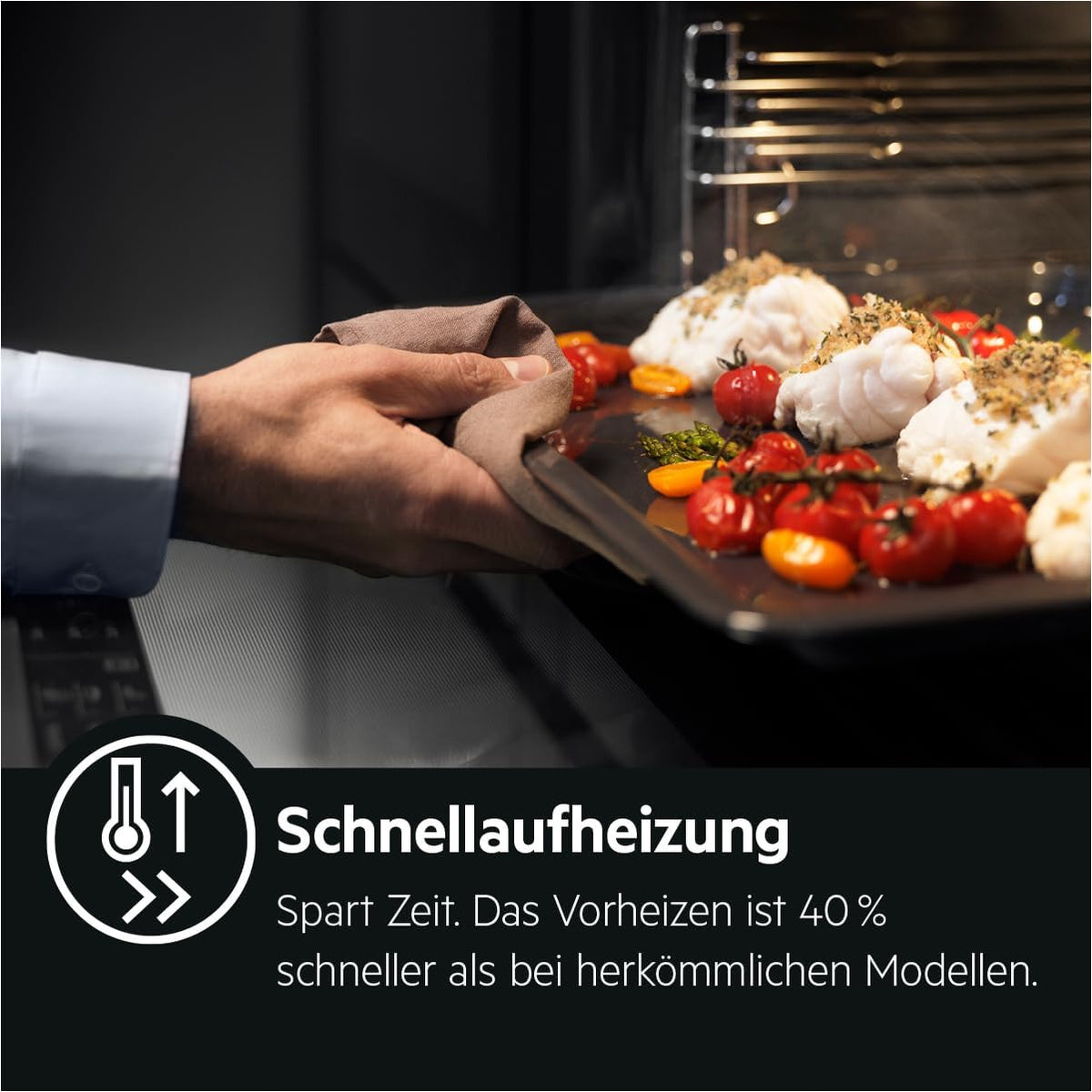 2026 AEG Einbaubackofen – Serie 5 Ringheißluft: Gleichmäßige Garergebnisse auf 3 Ebenen – Pyrolyse Selbstreinigung – 25 Automatikprogramme – LED-Touchdisplay – Schnellaufheizung – Schwarz – BPE53516AB