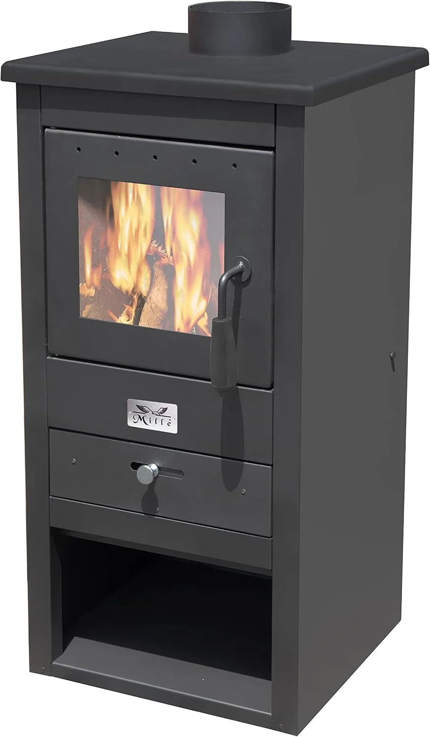 2026 DISTRIBUZIONE Kaminofen, 10 kW, 86 cm, Schwarz, Holz- und Kohleofen 'Athena' aus lackiertem Stahl Kam