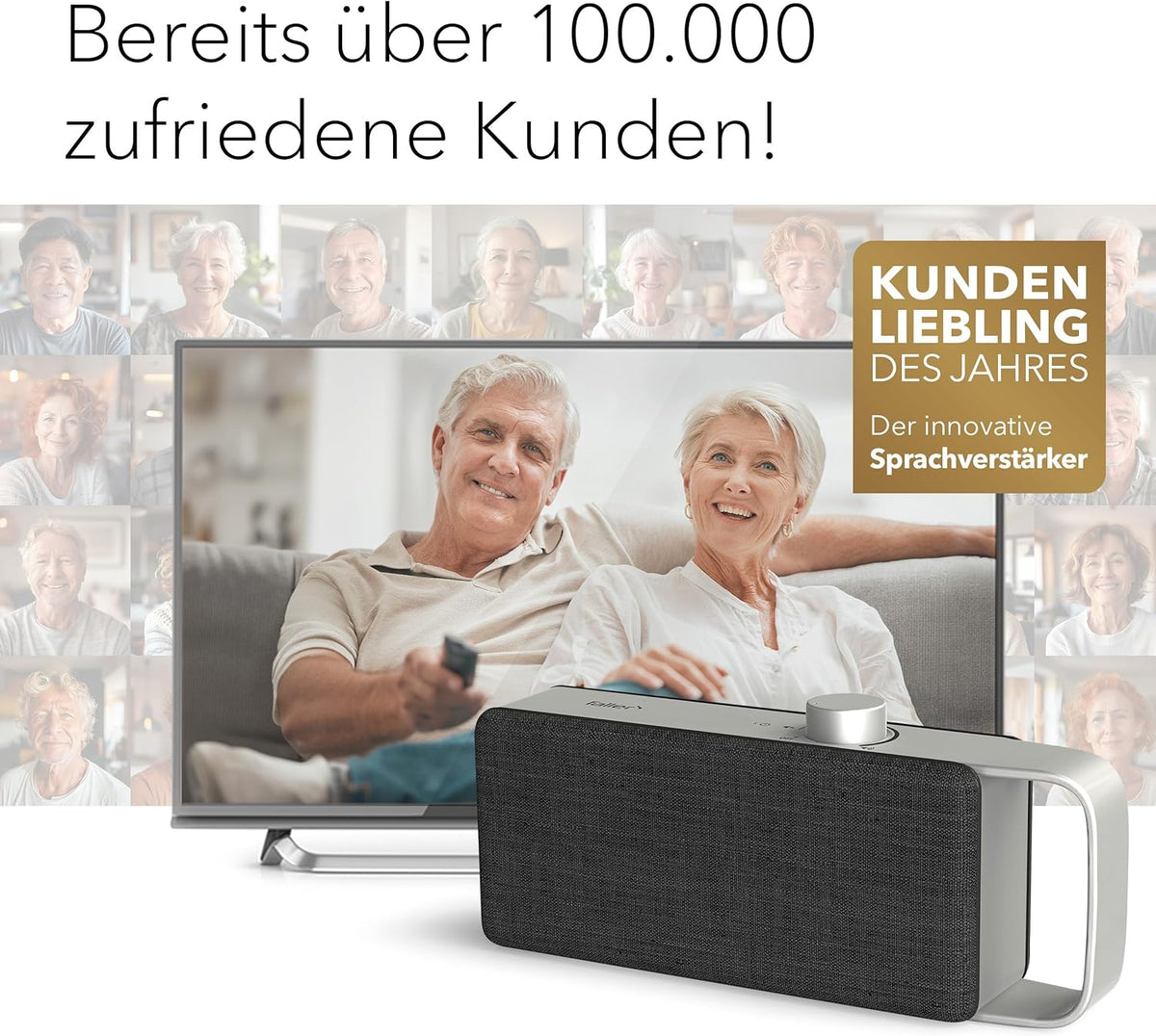 2026 faller Oskar TV Lautsprecher/Soundbar mit Clear Voice (tragbar, kabellos, einfache Bedienung, Aluminiumgehäuse)