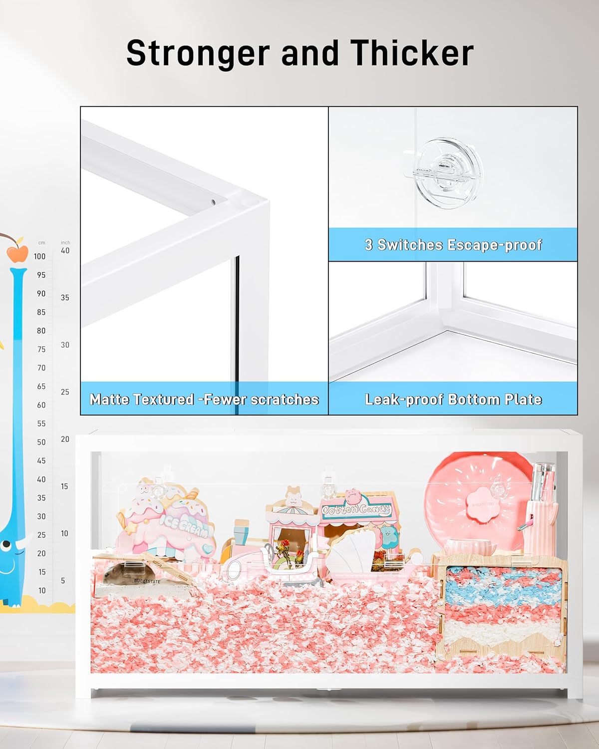 2026 BUCATSTATE Hamsterkäfig 3,0: Metall Rattenkäfig Kleintierkäfig Groß Stapelbar mit Einfacher Montage 120L x 60W x 62H cm für Nager, Mäuse, Zwerghamster (0,72m², Weiß)
