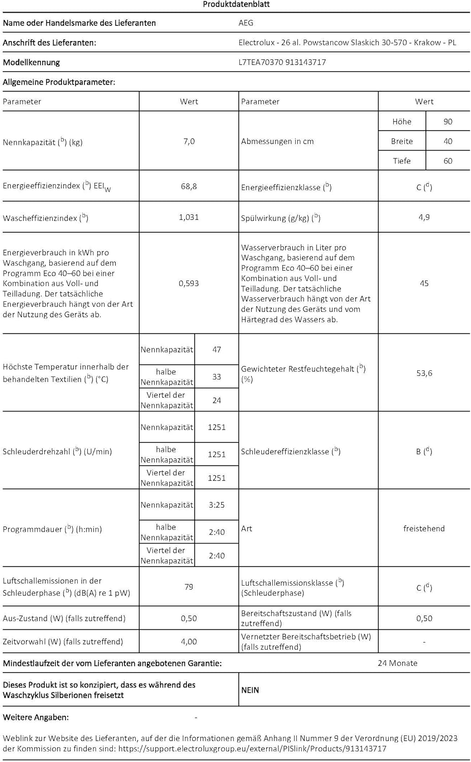 2026 AEG LTR7A71370 Waschmaschine Toplader / Serie 7000 mit ProSteam / ProSteam - Auffrischfunktion / 7,0 kg / Leise / Mengenautomatik / Nachlegefunktion / Wasserstopp / 1300 U/min