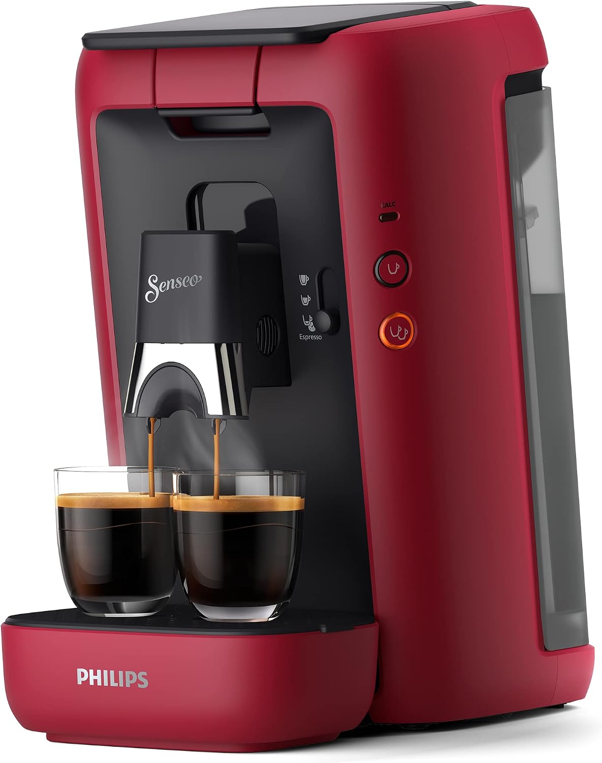 2026 Philips Senseo Maestro Kaffeepadmaschine mit Kaffeestärkewahl und Memo-Funktion, 1,2 Liter Wasserbehälter, Grünes Produkt, Farbe: Rot (CSA260/90)