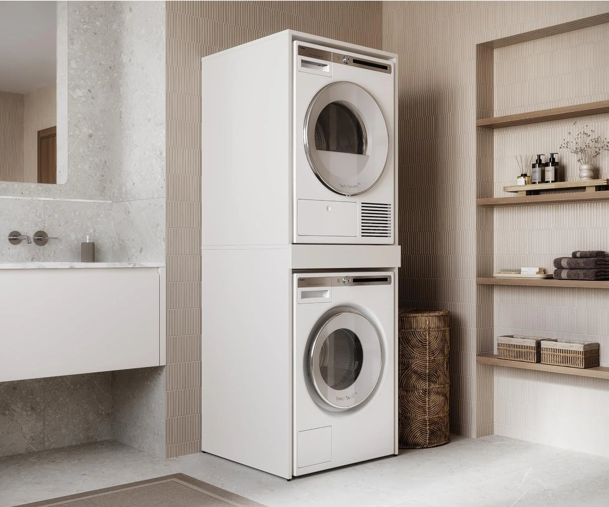 2026 Waschmaschinenschrank Hochschrank Badschrank für Waschmaschine und Trockner 187x65x66 cm Weiß 66 cm breit