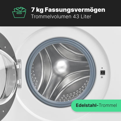 2026 Bomann Waschmaschine 7kg | max. 1400 U/min | 10 Jahre Motor-Garantie | effizienter, leiser & langlebiger Invertermotor | 15 Programme | Endzeitvorwahl | LED-Display | Washing Machine | WA 7175 wei