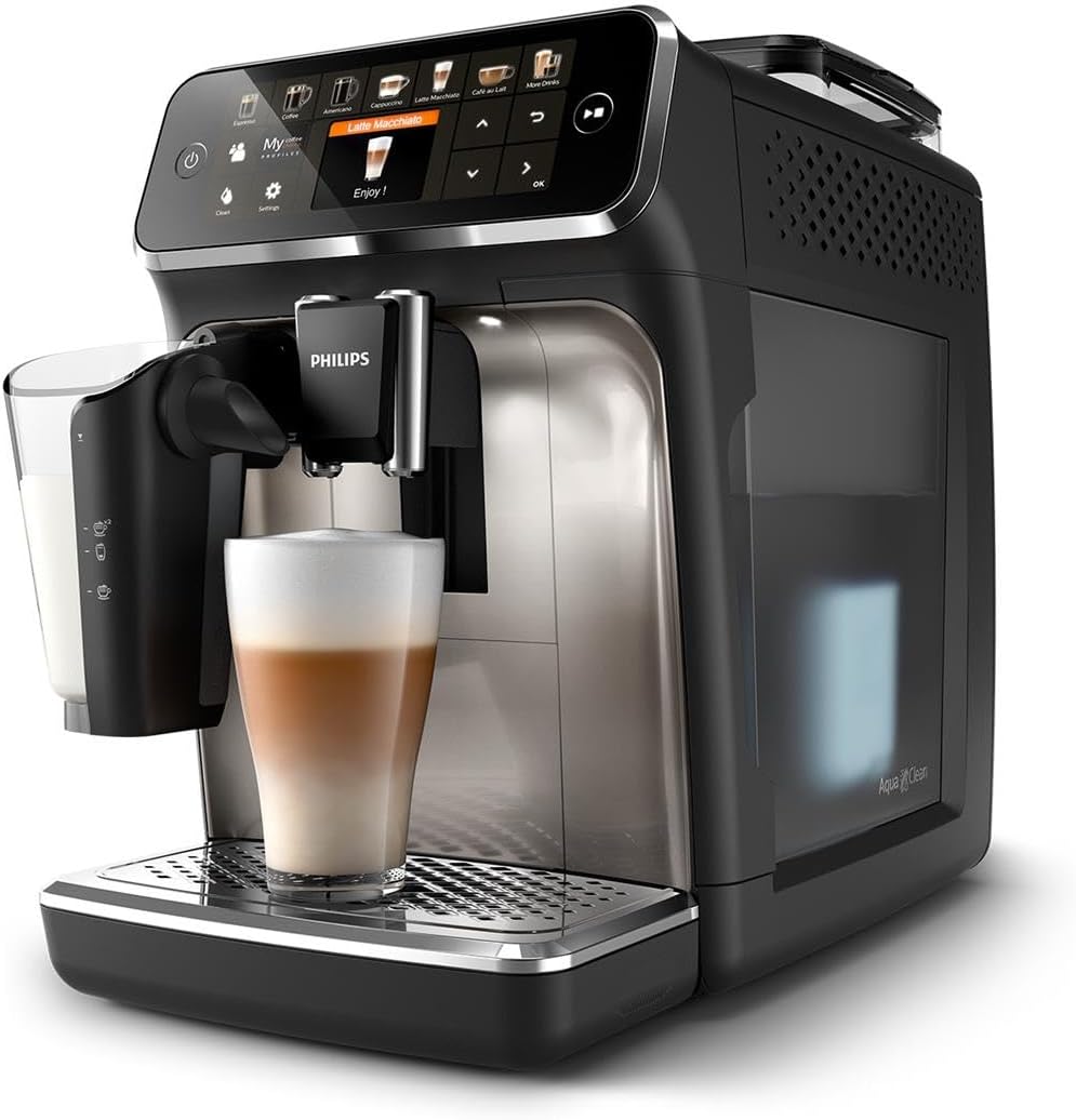 2026 Philips Serie 5400 Kaffeevollautomat - Genießen Sie 12 Getränke, schnell reinigendes LatteGo, intuitives TFT-Display, anpassbare Kaffeeeinstellungen, erstklassiges Küchendesign (EP5441/50)