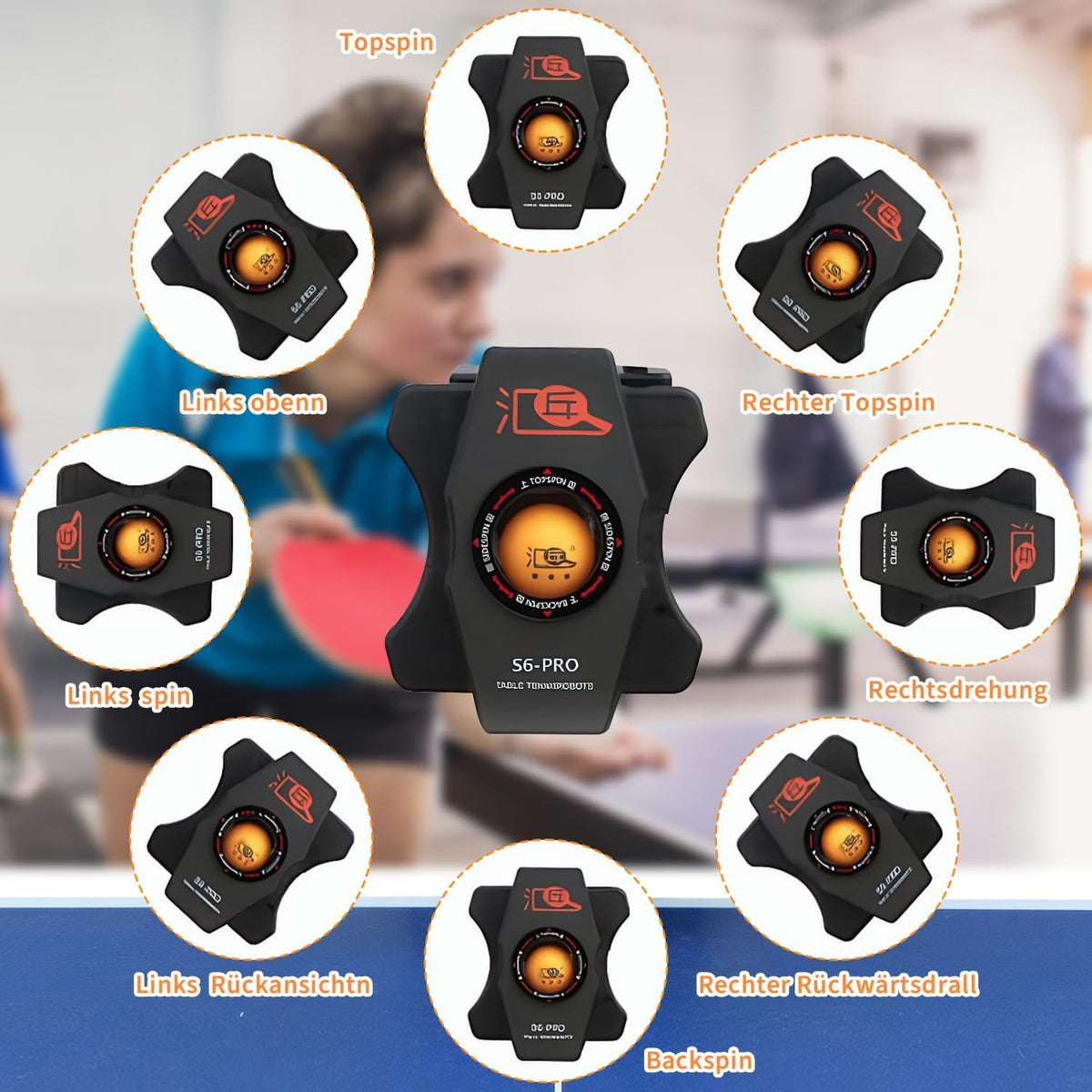 2026 Tischtennis Roboter, Tischtennis Roboter Ballmaschine mit Netz und neun verschiedenen rotierenden Bällen, für das persönliche Training, kein manuelles Ballaufsammeln erforderlich