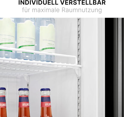 2026 Bomann Kühlschrank mit Glastür | Getränkekühlschrank abschließbar | 6 höhenverstellbare Ablagen | 30kg je Ablage | 347 Liter | Kühlschrank groß | Flaschenkühlschrank m. LED-Licht | KSG 7351 schwarz