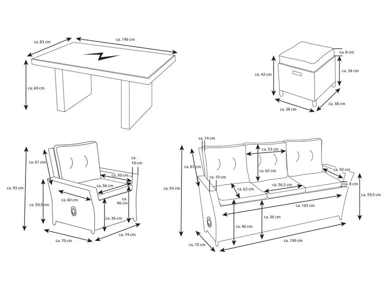 2026 Alu-Luxus Dining-Set »Asti«, 6-teilig