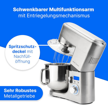 2026 ProfiCook® Küchenmaschine mit XXXL-Edelstahlschüssel | Rühgerät 10L mit 1500W Motor | Knetmaschine inkl. Haken & Schneebesen | Teigknetmaschine Spritzschutz mit Nachfüllöffnung | PC-KM 1096