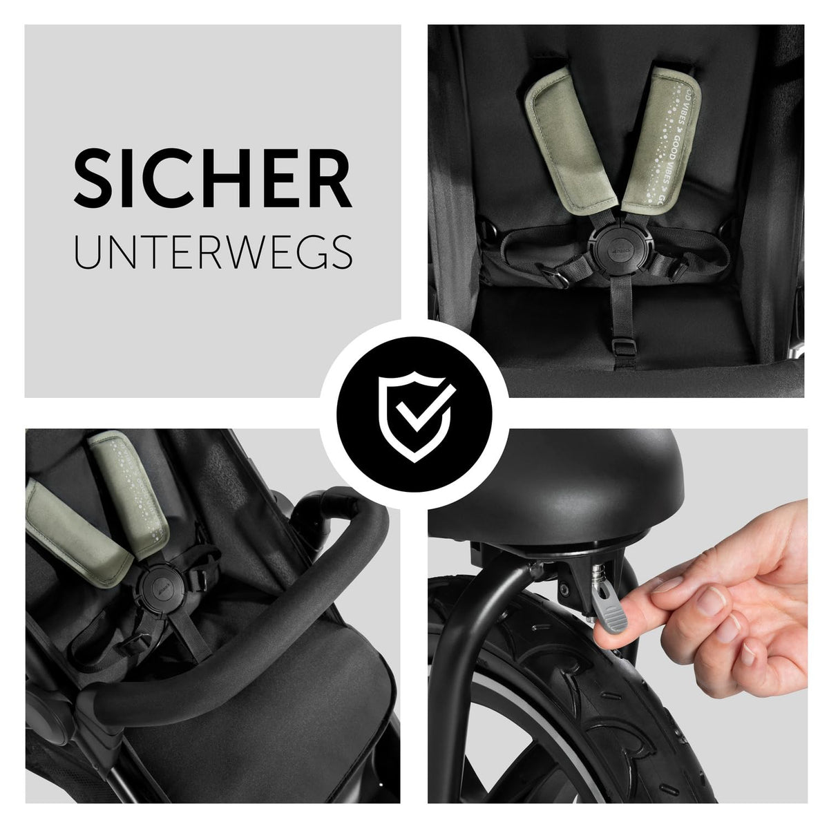 2026 hauck Kinderwagen Runner 2, Dreirad Buggy mit XL Lufträder für Kinder bis 22 kg, UV-Schutz 50+, Belüftungsfenster, Höhenverstellbar, Faltbar, XL Korb bis 3 kg, Liegefunktion (Black)