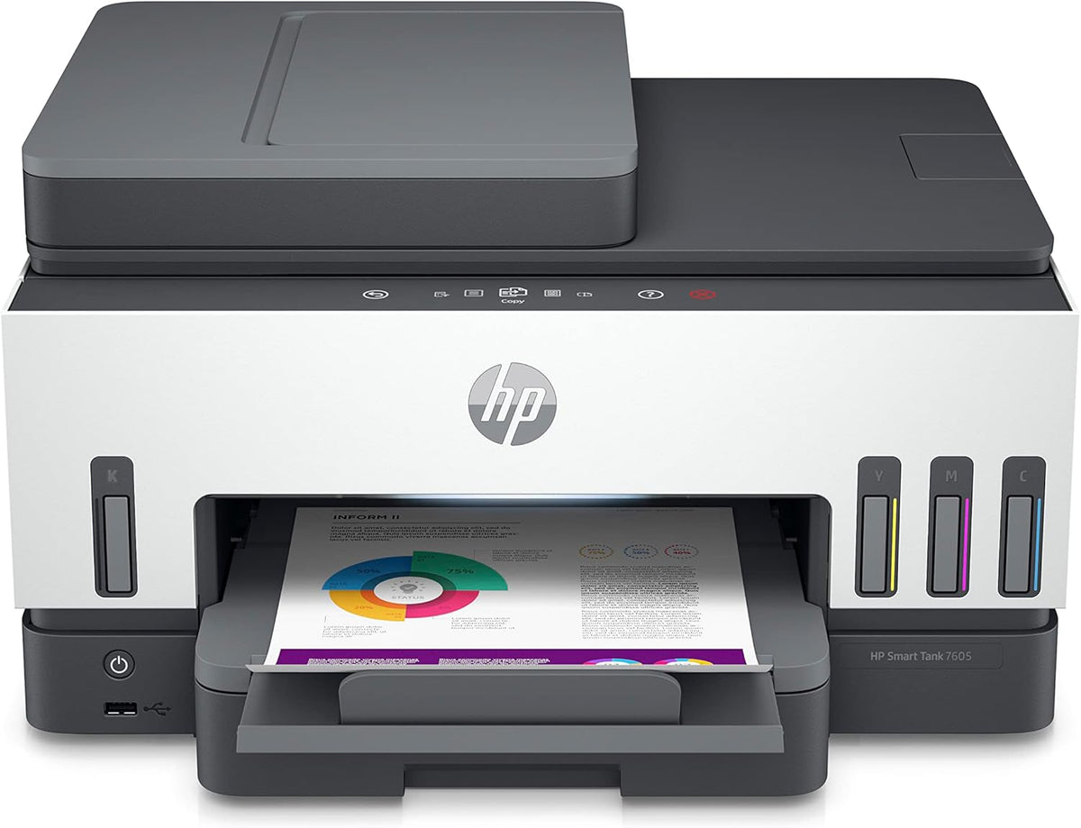 2026 HP Smart Tank 7605 4-in-1 Multifunktionsdrucker (WLAN; Duplex; ADF) – 3 Jahre Tinte inklusive, 3 Jahre Garantie, großer Tintentank, hohe Reichweite, Drucken in hoher Qualität