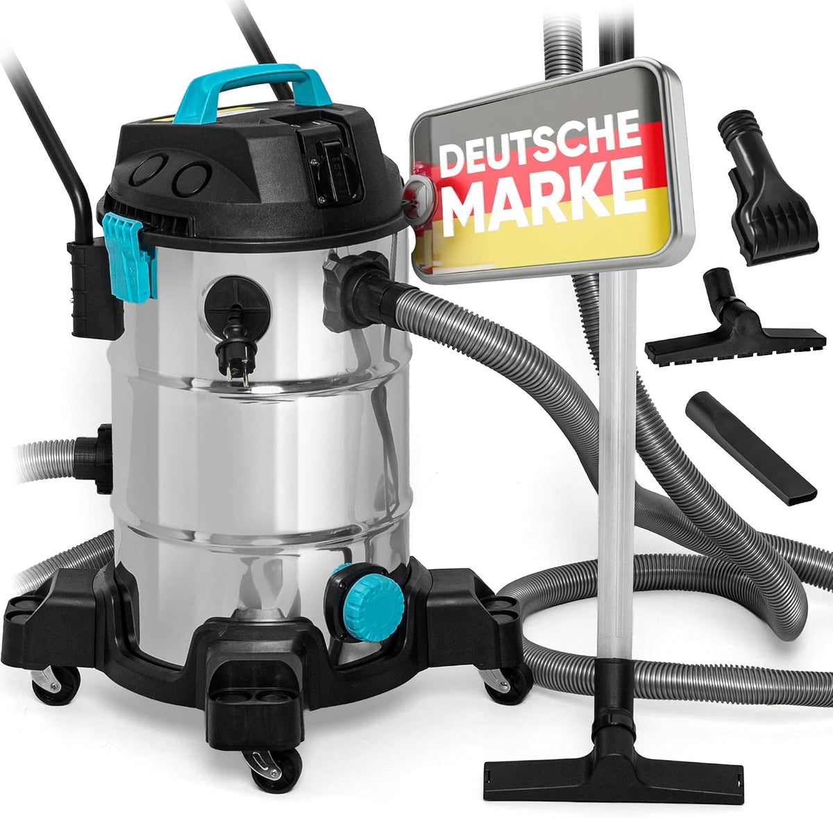 2026 TEICHER Teichsauger Schlammsauger Groß [Neues Modell] – 1200 Watt Pumpsauger 35 Liter | Teichschlammsauger mit Wasserrückführung | Algensauger Mulmsauger Wassersauger mit Pumpe