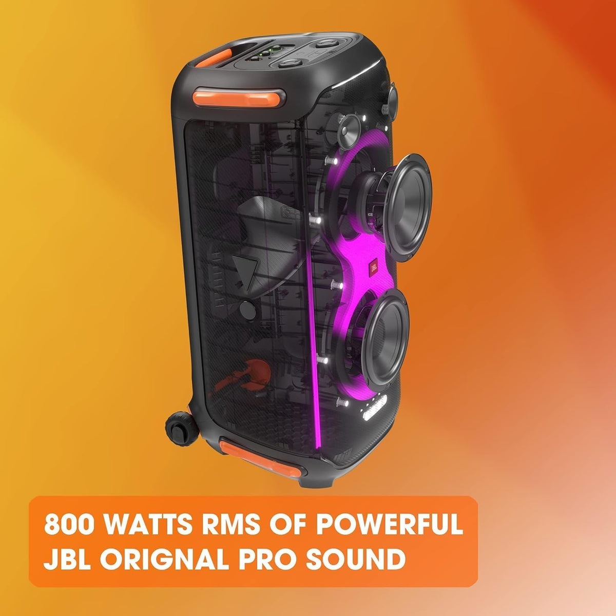 2026 JBL PartyBox 710 - Schwarz – Trag - und rollbarer Bluetooth Party-Lautsprecher mit Lichteffekten – Spritzwassergeschützte, mobile Musikbox