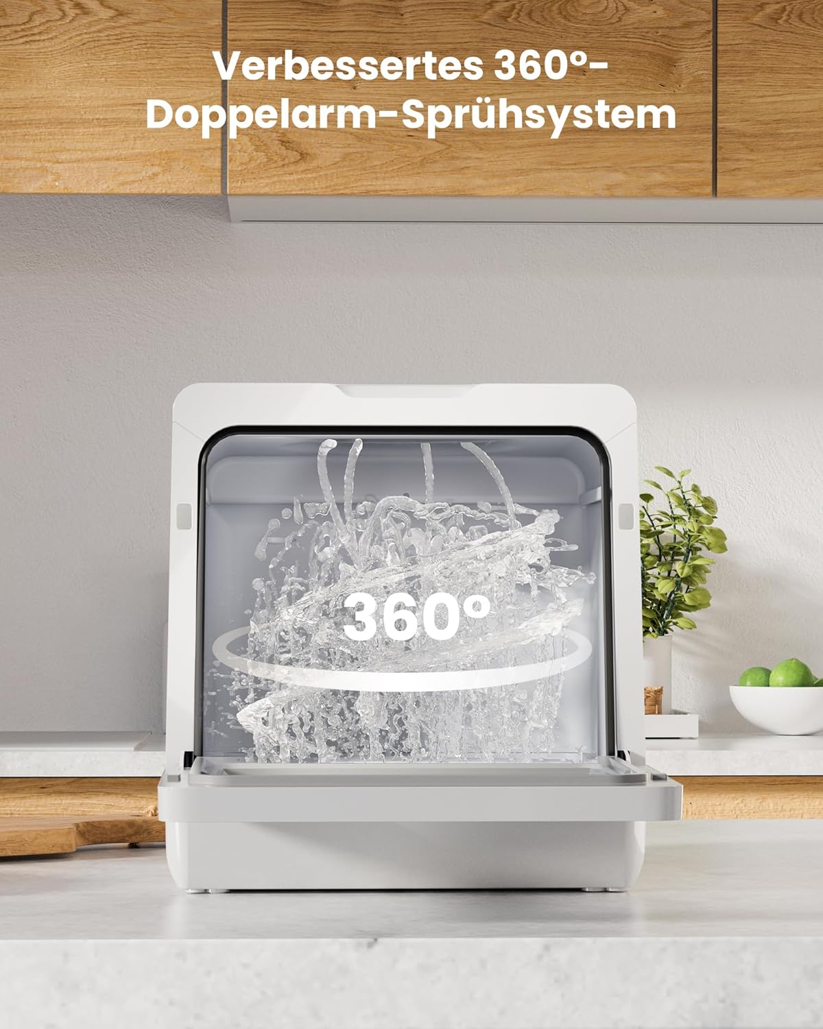 2026 HAVA 2025 NEUE Tischgeschirrspüler mit Wasserenthärter und erhöhter Energieeffizienz, Spülmaschine mit 8 Programmen, Kindersicherung & verzögerter Start, keine Installation erforderlich