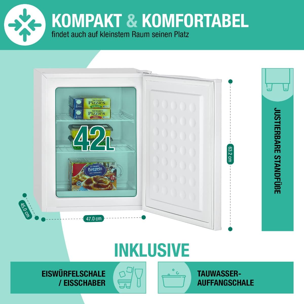 2026 Bomann Gefrierschrank klein mit 42L Nutzinhalt | Mini Gefrierschrank mit 2 herausnehmbaren Gitterablagen | Gefrierschrank mit wechselbarem Türanschlag & stufenloser Temperaturreglung |GB 7236 schwarz