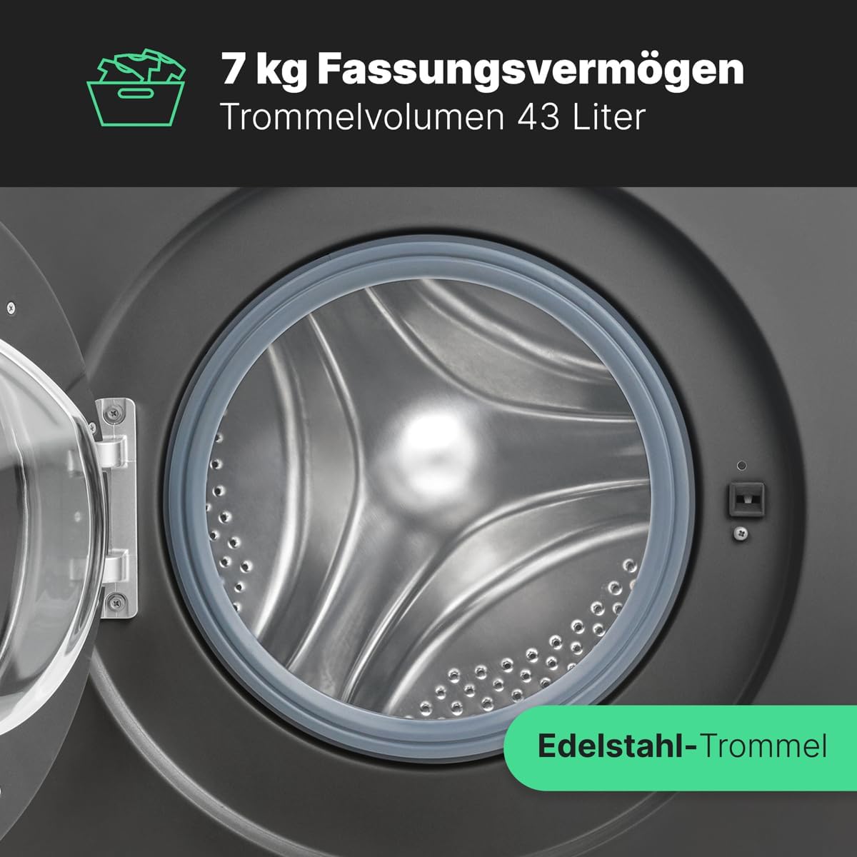2026 Bomann Waschmaschine 7kg | max. 1400 U/min | 10 Jahre Motor-Garantie | effizienter, leiser & langlebiger Invertermotor | 15 Programme | Endzeitvorwahl | LED-Display | Washing Machine | WA 7175 wei