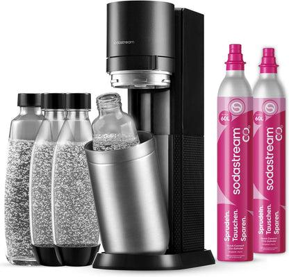 2026 SodaStream Wassersprudler DUO mit 2x Quick-Connect CO2-Zylinder| inkl. 2x 1L Glasflasche und 2x 1L FUSE Kunststoffflasche (spülmaschinengeeignet) |