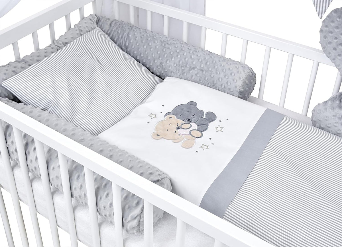 2026 Baby Delux Babybett Komplett Set Hausbett 60x120 cm weiß Schublade Rausfallschutz Kinderbett Matratze Bettwäsche Deko Set (Prince Stars)