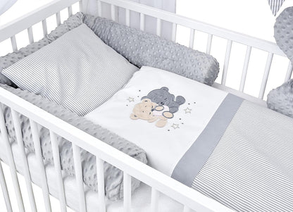 2026 Baby Delux Babybett Komplett Set Hausbett 60x120 cm weiß Schublade Rausfallschutz Kinderbett Matratze Bettwäsche Deko Set (Prince Stars)