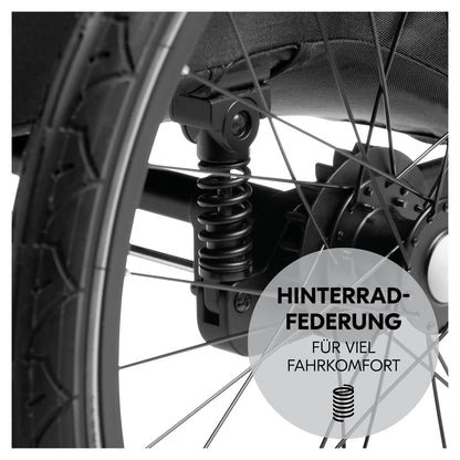 2026 hauck Fahrradanhänger & Kinderwagen Dryk Duo Plus mit Federung, für 2 Kinder (6-48 Monate), inkl. Deichsel, Buggyrad, Fahne und LED Licht, Faltbar, Höhenverstellbar, XL Kofferaum (Dark Green)