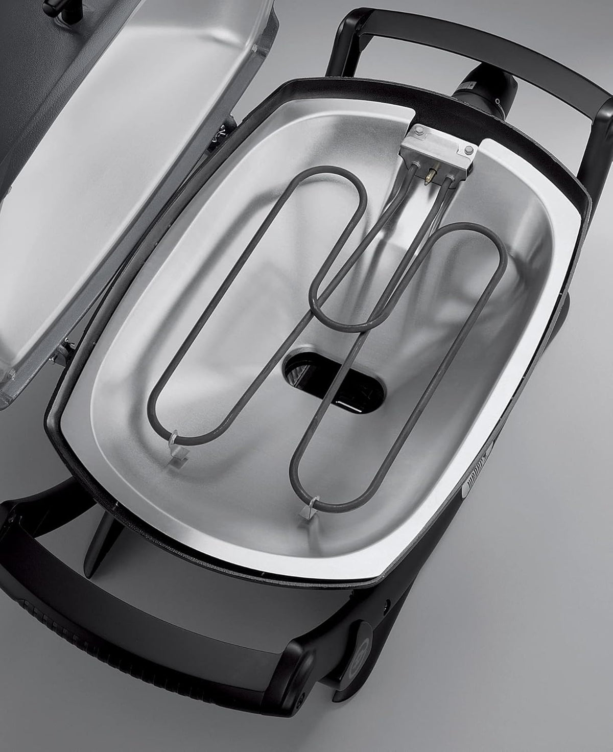 2026 Weber Q2400 Elekrogrill mit Seitentischen, 54 x 39cm Grillfäche, portable, 2-geteilter porzellanemaillierter Guss-Grillrost, Aluminiumguss Deckel & Gehäuse - Dark Grey (55020079)