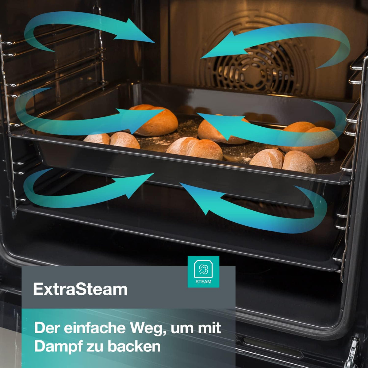 2026 Gorenje GECS5C70XPA Elektro-Standherd mit Glaskeramik-Kochfeld / 50cm / 70 Liter/GentleClose/Schnellaufheizung/AirFry/ExtraSteam/Pizzamodus 300°C/Teleskopauszüge/AquaClean/BräterZone/schwarz