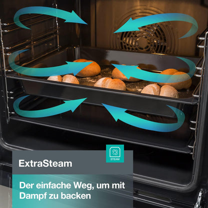 2026 Gorenje GECS5C70XPA Elektro-Standherd mit Glaskeramik-Kochfeld / 50cm / 70 Liter/GentleClose/Schnellaufheizung/AirFry/ExtraSteam/Pizzamodus 300°C/Teleskopauszüge/AquaClean/BräterZone/schwarz