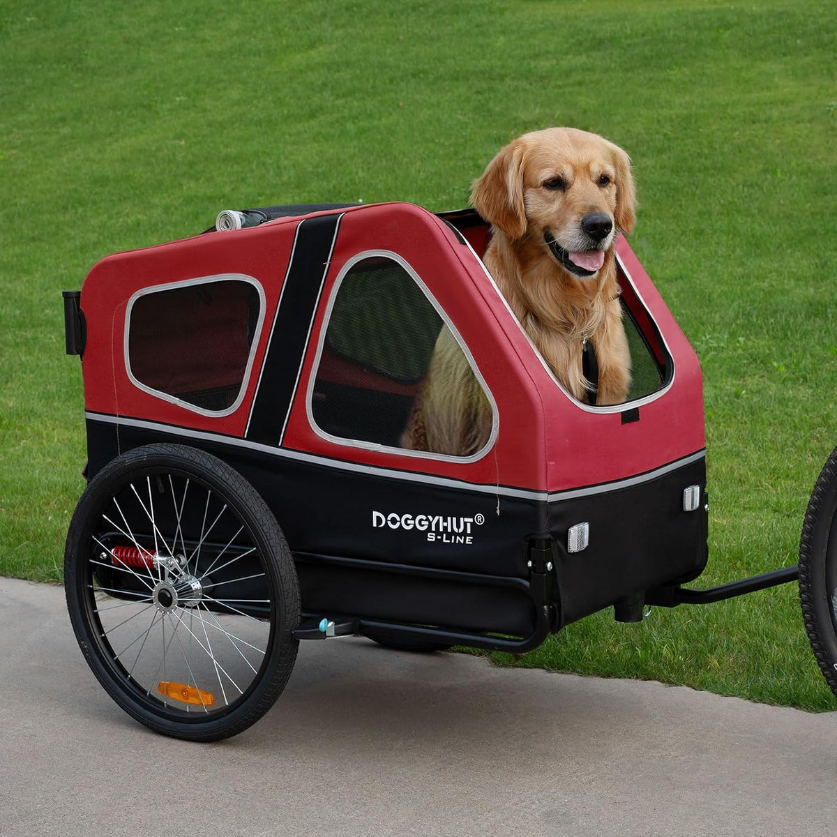 2026 Doggyhut S-Line XL Hundeanhänger & Hundebuggy mit Federung 2 in 1 Hunde Fahrradanhänger Jogger gefedert bis 45 kg