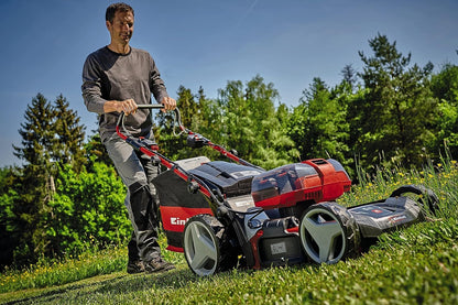 2026 Einhell Akku-Rasenmher GE-CM 36/47 S HW Li Kit Power X-Change (36 V, 47 cm Schnittbreite, bis 700 m, Brushless, Radantrieb, 75 L Fangkorb, inkl. 4x 4,0 Ah + 2x Twincharger)