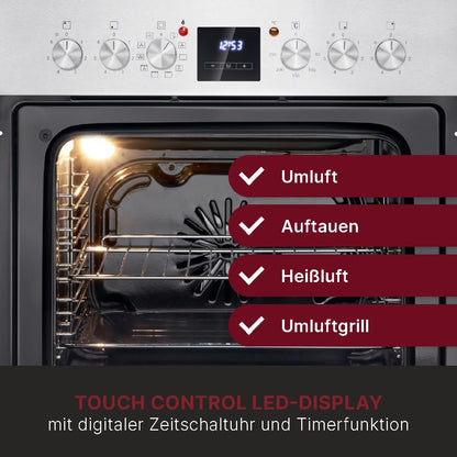 2026 Bomann Elektroherd-Set | Einbauherd mit Ceranfeld | Kochfeld mit 4 Kochzonen | Einbaubackofen mit 56l Nutzinhalt | 9 Backofen Funktionen | Glaskeramik-Kochfeld mit Bräterzone | EHBC 7936 IX