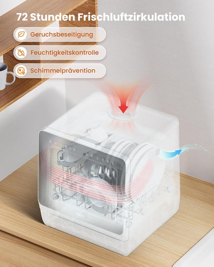 2026 HAVA 2025 NEUE Tischgeschirrspüler mit Wasserenthärter und erhöhter Energieeffizienz, Spülmaschine mit 8 Programmen, Kindersicherung & verzögerter Start, keine Installation erforderlich