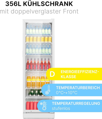 2026 Bomann Kühlschrank mit Glastür | Getränkekühlschrank abschließbar | 6 höhenverstellbare Ablagen | 30kg je Ablage | 347 Liter | Kühlschrank groß | Flaschenkühlschrank m. LED-Licht | KSG 7351 schwarz