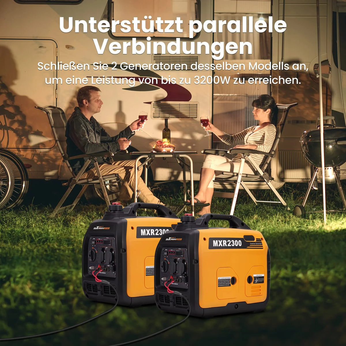 2026 2300W Inverter Stromerzeuger Benzin leise 4 Takt tragbar 18,5kg für Camping Wohnmobil USB 230V Steckdosen