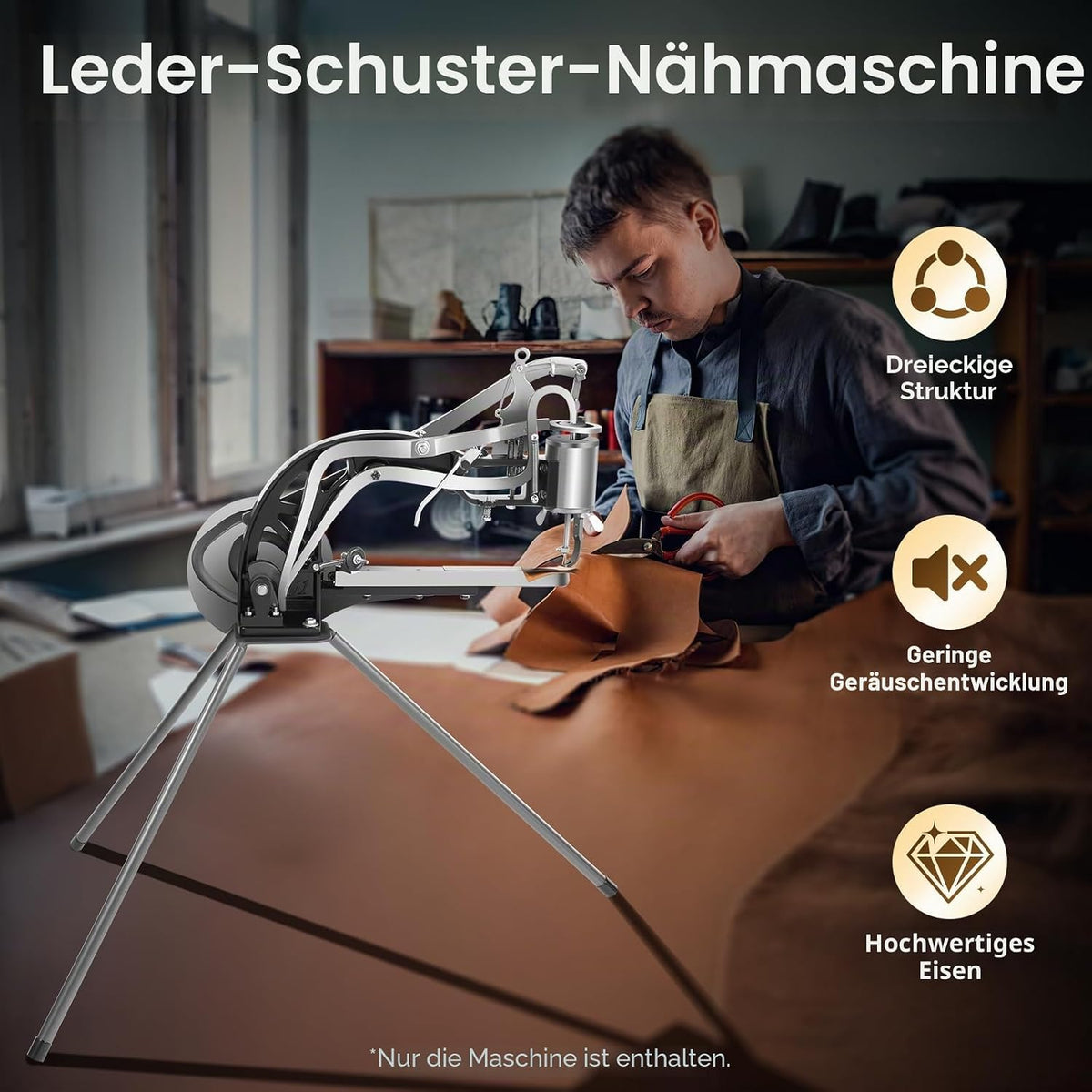2026 Manuell Leder Nähmaschine Schuh Maschine Ledernähmaschine Einstellba Leder Handmaschine Cobbler Nähmaschine 360° einstellbare Richtung