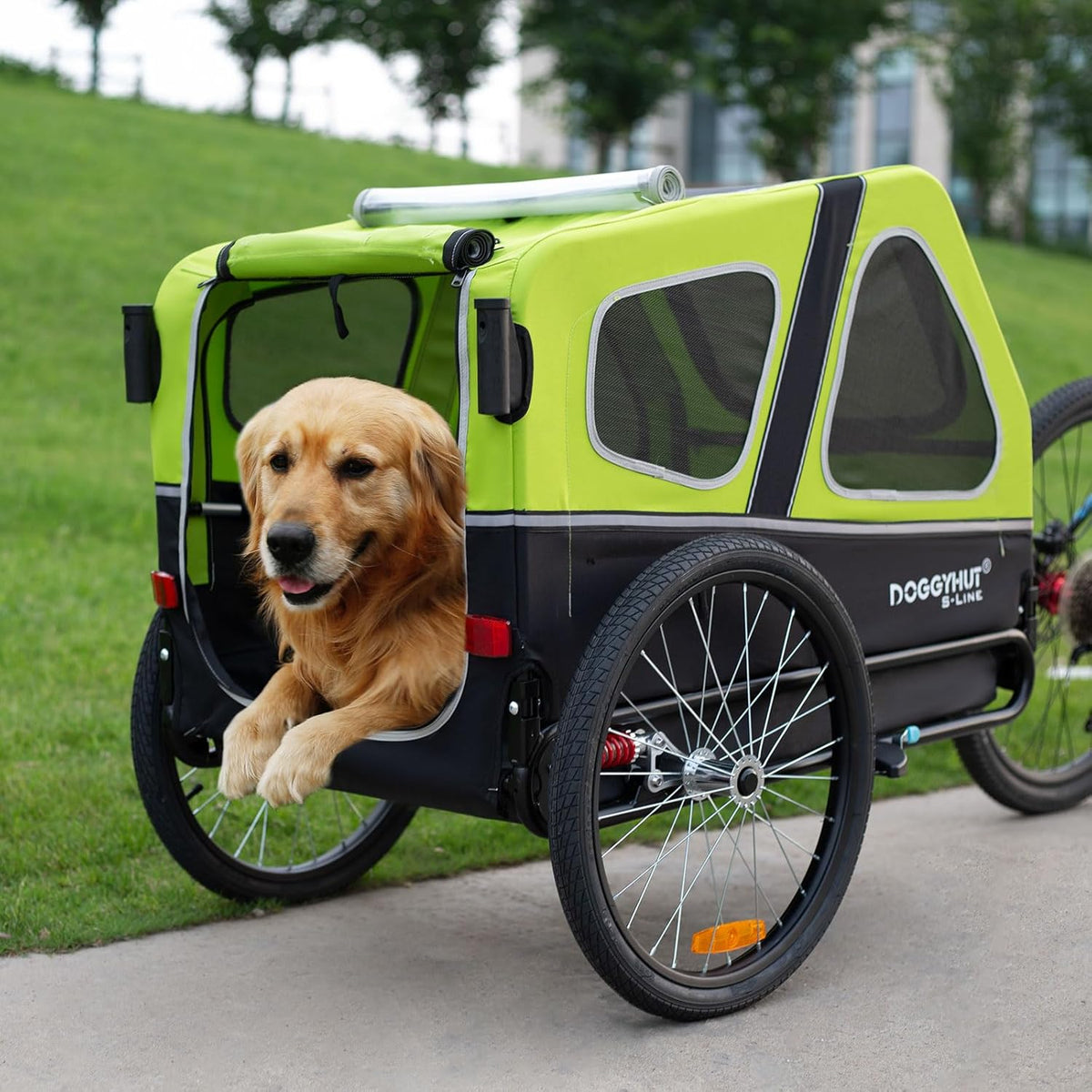 2026 Doggyhut S-Line XL Hundeanhänger & Hundebuggy mit Federung 2 in 1 Hunde Fahrradanhänger Jogger gefedert bis 45 kg