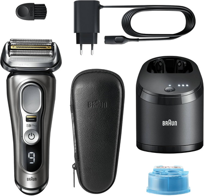 2026 Braun Series 9 Pro Premium Rasierer Herren mit 4+1 Scherkopf, Elektrorasierer & ProLift Trimmer, PowerCase, 5-in-1 Reinigungsstation, 60 Min Laufzeit, Made in Germany, 9477cc, silber