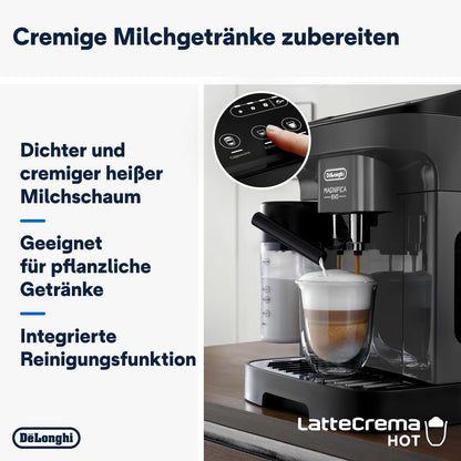 2026 De'Longhi Magnifica Evo ECAM 292.81.B Kaffeevollautomat mit LatteCrema Milchsystem, 7 Direktwahltasten für Cappuccino, Espresso und weitere Kaffeespezialitäten, 2-Tassen-Funktion, Schwarz