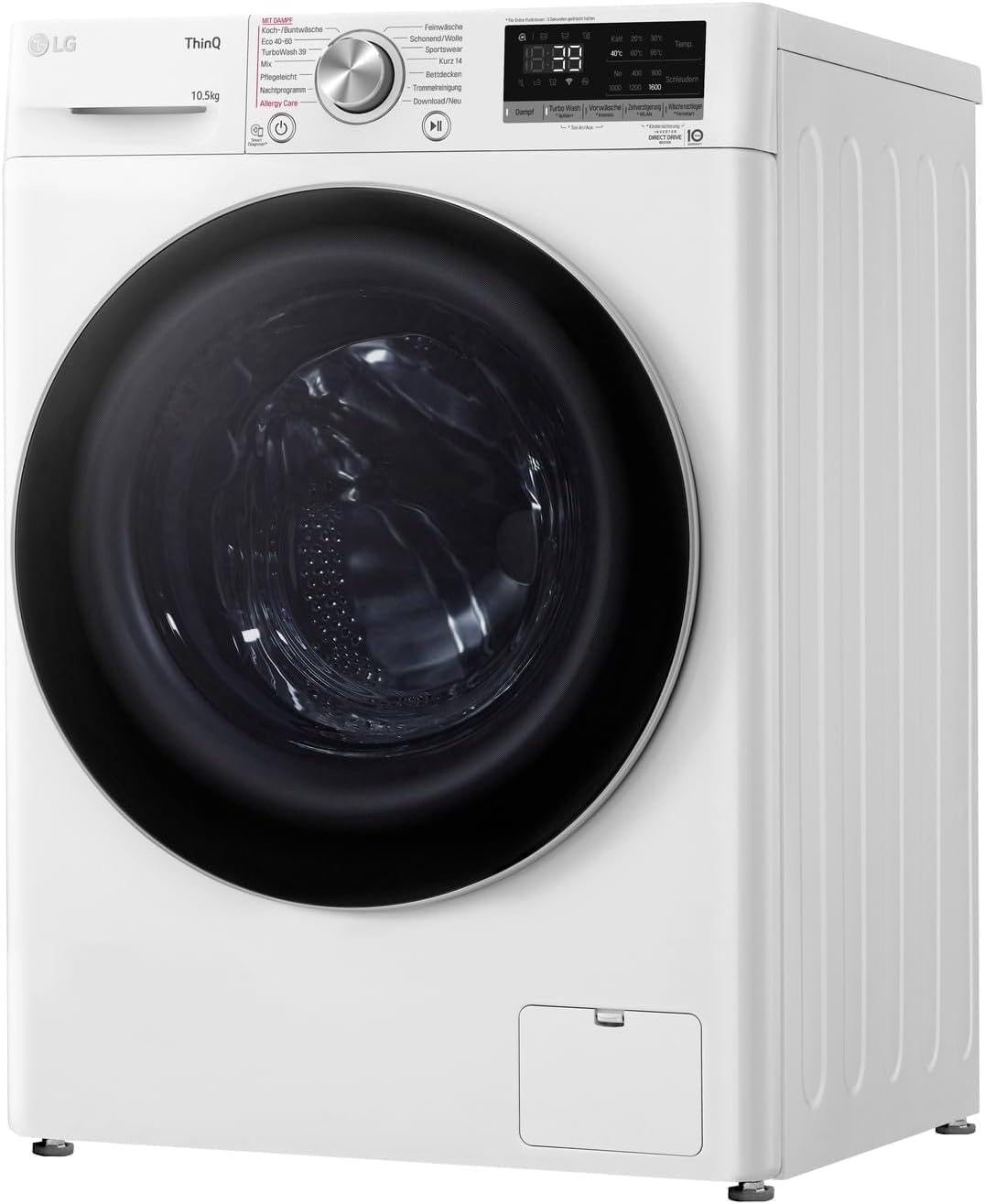 2026 LG F4WV7080, Klasse A, Frontlader-Waschmaschine 8 kg, 1400 U/Min, AI Direct Drive, Wi-Fi, Tiefenreinigung mit Dampf, Groe Kapazitt, TRIPLE A, Auentür aus Sicherheitsglas, 62 x 60 x 85 cm Wei