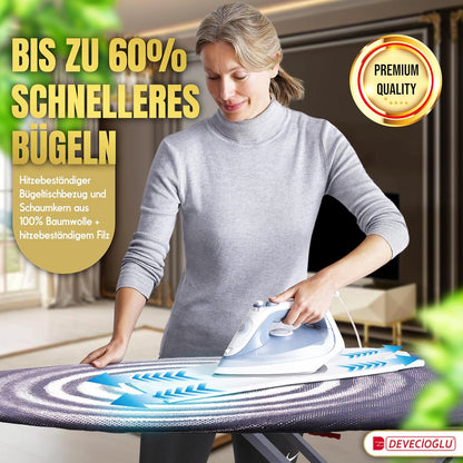 2026 DEVECIOĞLU Bügelbrett 127x46cm - XL Bügeltisch für Dampfbügelstation, Bügelbrett Groß, klappbarer Bügeltisch, höhenverstellbar, Ironing Board, (MM123)