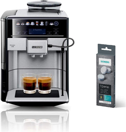 2026 SIEMENS Kaffeevollautomat EQ6 plus s700 TE657503DE, für viele Kaffeespezialitäten, Milch-Aufschäumdüse, Keramikmahlwerk, Doppeltassenfunktion, Antikalk, automatische Dampfreinigung, 1500 W, edelstahl