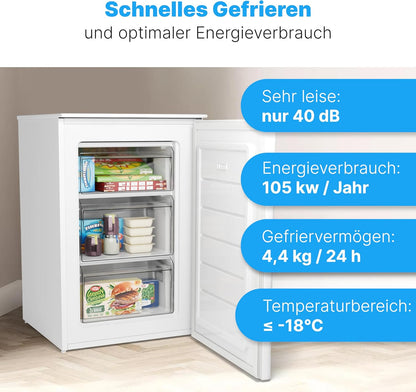 2026 Bomann Gefrierschrank 87L | Gefrierschrank klein mit Temperaturbereich ≤ -18°C | 3 Schubladen | Tiefkühlschrank mit wechselbarem Türanschlag | Freezer Tiefkühlschrank klein GS 7253 weiß