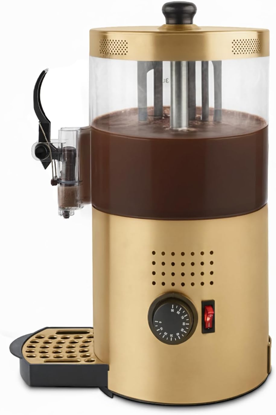 2026 H.Koenig Spender für heiße Schokolade SHK804, Edelstahl, 1200 W, abnehmbarer Behälter mit 3 l, Thermotast, verstellbar, Warmhaltefunktion, Tropfschutz, spülmaschinengeeignet