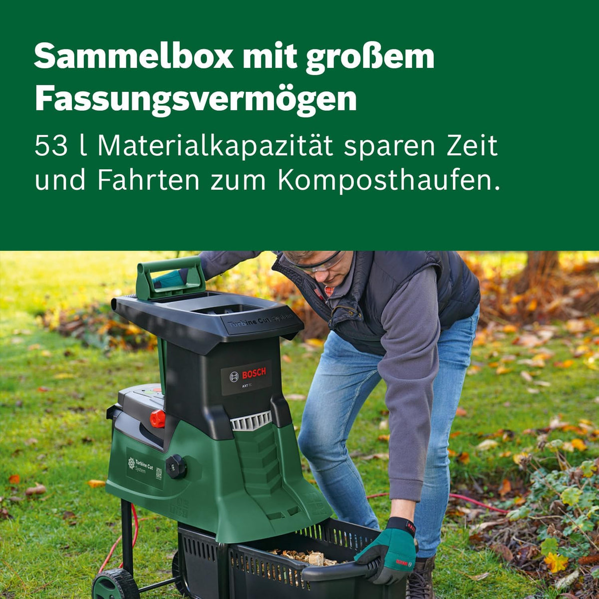 2026 Bosch Turbinenhäcksler AXT 25 TC (2.500 W; geeignet für Holz und harte Gartenabfälle; inklusive Gartenhandschuhe; integrierte Fangbox 53 l; in Karton) – Edition
