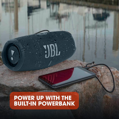 2026 JBL Charge 5 Bluetooth-Lautsprecher in Schwarz – Wasserfeste, portable Boombox mit integrierter Powerbank – Eine Akku-Ladung für bis zu 20 Stunden kabellosen Musikgenuss