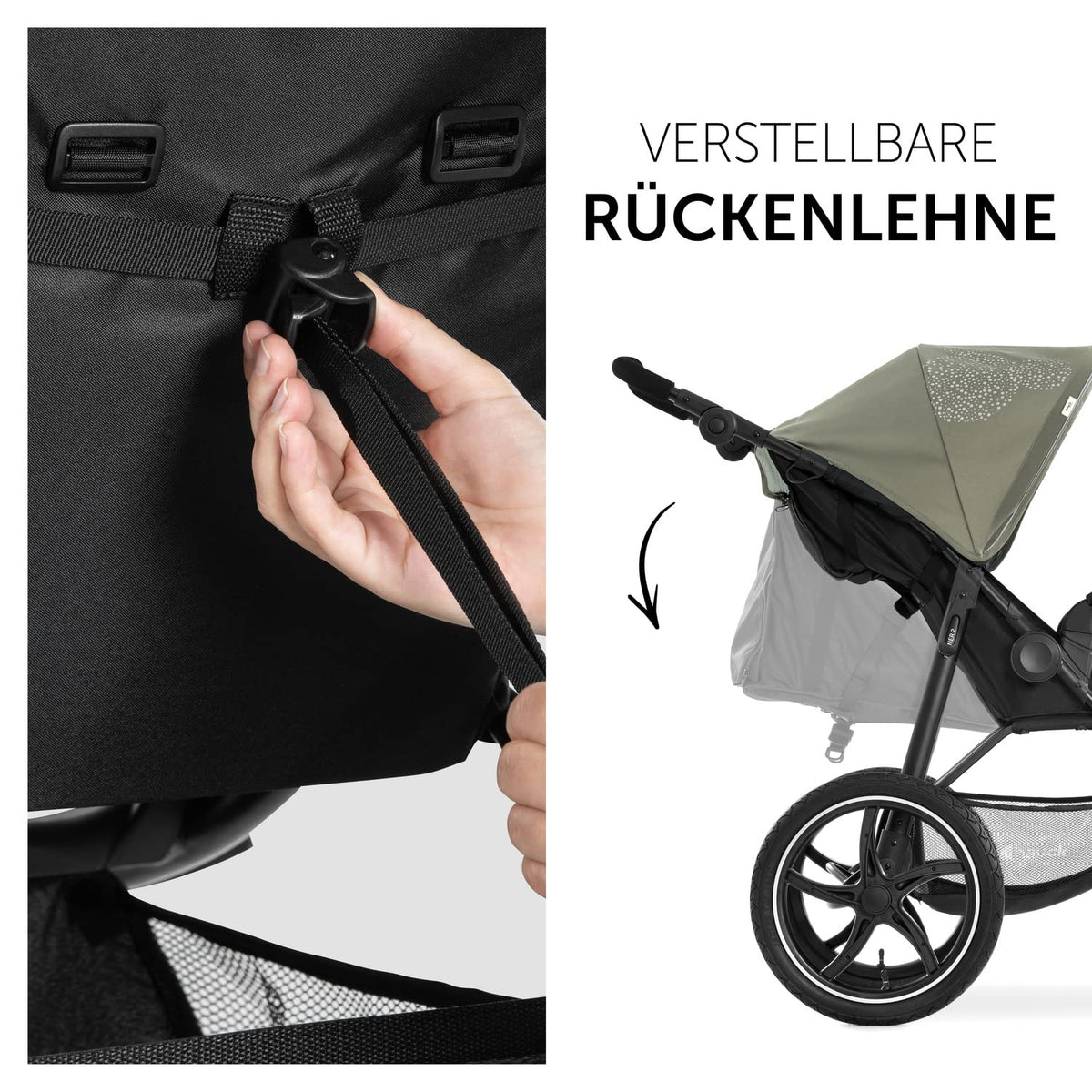 2026 hauck Kinderwagen Runner 2, Dreirad Buggy mit XL Lufträder für Kinder bis 22 kg, UV-Schutz 50+, Belüftungsfenster, Höhenverstellbar, Faltbar, XL Korb bis 3 kg, Liegefunktion (Black)