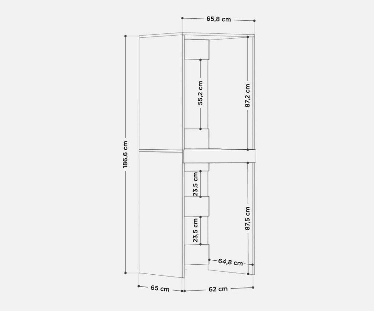 2026 Waschmaschinenschrank Hochschrank Badschrank für Waschmaschine und Trockner 187x65x66 cm Weiß 66 cm breit